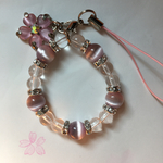 キャッツアイの桜チャーム付ストラップ(一点物)