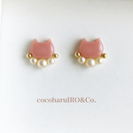 小さくて可愛いネコのピアス（pink）