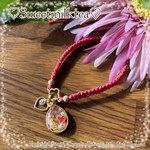 🍀ご縁出品🍀ミニミンゴドロップのワックスコードブレスレット(ピンク)