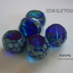 ocean blue round ○ テーブルカット チェコビーズ 4個