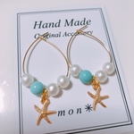パール スターフィッシュ✳︎フープピアス♡