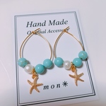 ターコイズ スターフィッシュ✳︎フープピアス♡