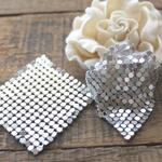 きらきら♪スパンコールパーツ【50mm角】2個ホワイトシルバー