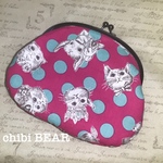 ジョリフルールの大きながま口ポーチ♪(ピンク+ドット)