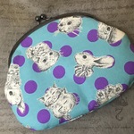 ジョリフルールの大きながま口ポーチ♪(サックス+ドット)