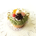 フェイクスイーツ*抹茶モンブランカップケーキ*チャーム*スイーツデコ