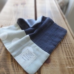 🌳Hinoa88４重　Wガーゼ×Wガーゼハンカチ dott border darkgrey