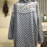 グレーとブルーの水玉コックーンチュニック