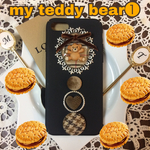 【再販】my teddy bear①iphoneケース❤️  くま テディベア ニット 千鳥柄 リボン ベロア iphoneケース スマホケース  チェック 