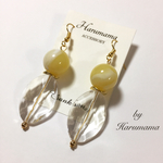 春夏 レモンマーブル×クリスタルピアス／イヤリング