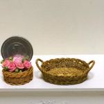 B ミニチュア編トレーカゴ　オーバル型　両サイド持ち手付　カラー④