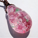 《Happy bubble ～sakura》　プチペンダント　ガラス　とんぼ玉　ペンダント 