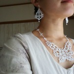 高貴な白い蝶*ネックレスとイヤリングのセット