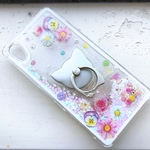 揺れるハート♥ウォーターケース Xperia X performance SO-04H ♡パフューム/花/猫♡スマホケース