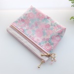 ★LIBERTY　Betsy　つや有りビニコ　ピンク系　ビニコのＷファスナー・中布・内ポケット・マチ付シースルーポーチ　◆小物整理・コスメポーチに♪