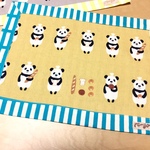 パンダのパン屋さんランチョンマット（からし色×スカイブルー）