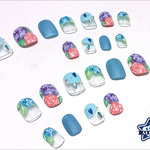【9/30までSALE】ショートネイルチップ（小さい爪）－和ネイル・藍染－