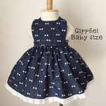 天使のドレスエプロン デニム×リボンnavy/Babysize