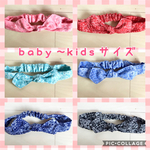 バンダナ柄Ｗガーゼのリボンヘアバンド baby〜kidsサイズ