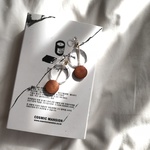 clear plate&wood beads earring