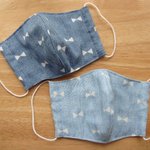 ★キッズ立体マスクM＊デニム風リボンが可愛い☆ブルー★