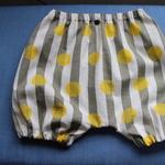 かぼちゃサルエルパンツ　（黄色ドットボーダー）８０～９０