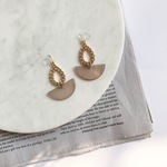 clear brown&chain hoop earring 