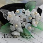 ＊真っ白かすみ草花束ヘアーゴム＊