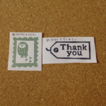 切手風フクロウ➕Thankyouタグスタンプ
