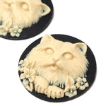猫のカメオ 25mm 1個【猫カボション カメオ素材】