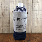 ペットボトルカバー。No.14。帆布×デニム、500ml用