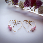 再販 スプリング ハート ♡ ピンク フープ  イヤリング