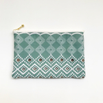 New!【Mint gray】幾何学模様のフラットポーチ