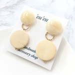 【New】ベージュマーブル×ウッド ピアス/イヤリング