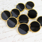 ■再販■10個入■ ヴィンテージボタン(15mm) ブラックゴールド [1055-15] ピアスに!! 