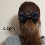 サテン ダブルリボン ヘアゴムorバレッタ ブラック
