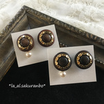 ✳︎Buttons Marché✳︎選べるパール♪アンティークボタンピアス／イヤリング✳︎レトロフラワー✳︎