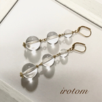 クリアビーズのロングピアス