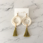 【2018夏新作】Rattan ring & Tassel Earrings／OLIVE GREEN