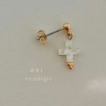 白蝶貝　マザーオブパール　クロス　ピアス/イヤリング/ノンホールピアス