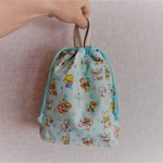 お道具袋【ミニメリボン】水色ベージュ取っ手