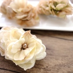【4月のSALE】ライラックの花びらのバレッタ■ふんわりシルエット×パール■カフェオレ