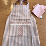子ども用エプロン＆三角巾　ピンクストライプ