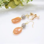 [1点もの]France Beige×Gray 小ぶり イヤリング・ピアス