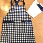 子ども用エプロン＆三角巾　紺チェック