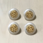 ANTIQUE GOLD PEARL WHITE BUTTON CABOCHON PARTS