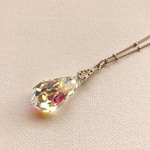 クリスタルAB　スワロフスキー　ドロップペンダント　【再販シルバーver.】