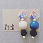 pastel×wood刺繍ピアス