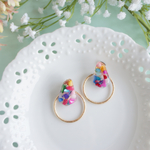 カラフルストーンのフープピアス・イヤリング /金属アレルギー対応 