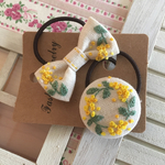 ミモザ ♡ 親子ペア♡ 刺繍ヘアゴム